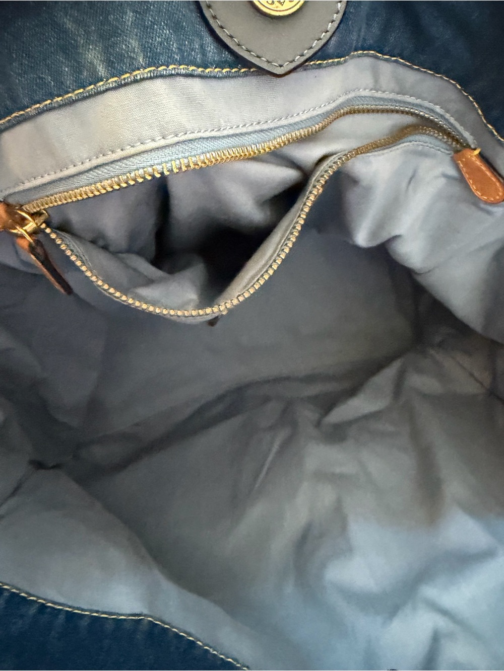Coach Signature Denim XL Field Tote with Burgundy Strap, OS, EUC - Picture 4 of 4